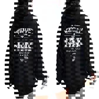 Promoted To Nana Est 2026 Varsity First Time Grandma To Be Women Oversized Hoodie Back Print | Mazezy