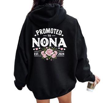Promoted To Nona Est 2024 Flower Women Oversized Hoodie Back Print - Thegiftio UK