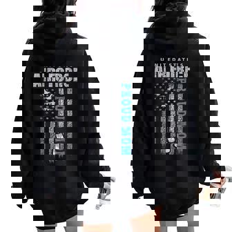 Proud Air Force Mom Of The Us Air Force Usa Flag Women Oversized Hoodie Back Print | Seseable CA