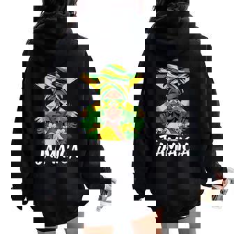 Proud Jamaican Afro Black Woman Jamaica Flag Women Oversized Hoodie Back Print - Thegiftio