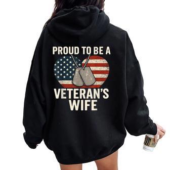 Proud Veteran’S Wife Patriotic Veterans Day Women Oversized Hoodie Back Print - Thegiftio UK