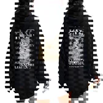 Rage Consumes Me Silly Staring Cat Meme Men Women Oversized Hoodie Back Print | Seseable FR