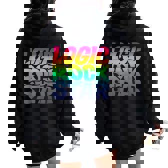 Rainbow Gradient Typography レディース オーバーサイズ パーカー バックプリント - Kawaiitshirt