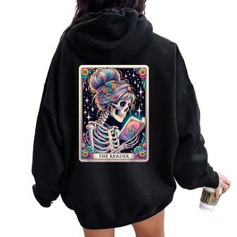 The Reader Tarot Card Book Lover Librarian Read Women Oversized Hoodie Back Print - Thegiftio