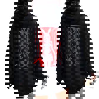 Red Horror Girl Bunny Mask Slasher Alt Goth Creepy Rabbit Women Oversized Hoodie Back Print - Thegiftio