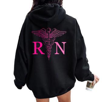 Registered Nurse Appreciation Pink Rn Nursing Tie Dye Nurse Women Oversized Hoodie Back Print - Thegiftio UK