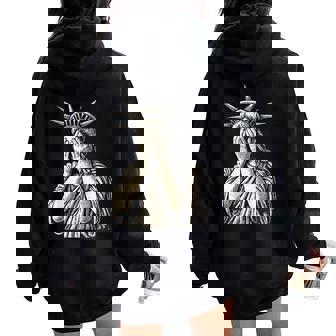 Resist Crying Statue Of Liberty Protest Equality Women Women Oversized Hoodie Back Print - Thegiftio