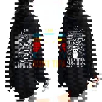 Retro I Am Aunt Tifa Cat 86 47 Vintage Coffee Cat 8647 Women Oversized Hoodie Back Print - Thegiftio