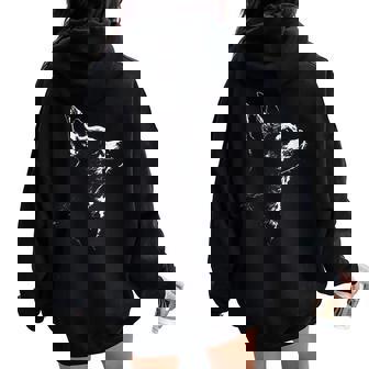 Retro Chihuahua Silhouette Graphic For Women Women Oversized Hoodie Back Print | Mazezy