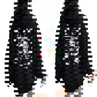 Retro Estivo Unicorno Crema Gelato Gelato Gelato Ragazza Ragazzo Felpa con cappuccio oversize da donna con stampa posteriore - Novitaregali