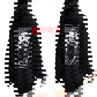 Retro Japan Aesthetic Queen Of Cats Black Monster Cat Women Oversized Hoodie Back Print - Thegiftio