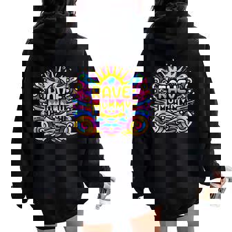 Retro Rave Mommy EDM Festival Gear Women's Graphic Print Women Oversized Hoodie Back Print | Mazezy