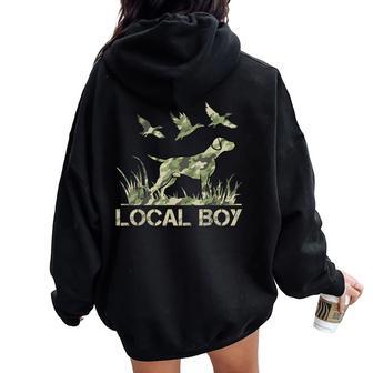 Retro Southern Boy Camouflage Hunting Dog Camo Duck Hunter Women Oversized Hoodie Back Print | Seseable CA