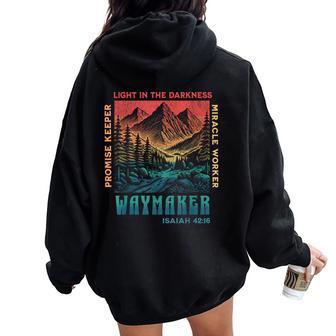 Retro Waymaker Promise Keeper Miracle Worker Jesus Christian Women Oversized Hoodie Back Print - Thegiftio UK