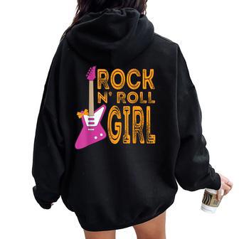 Rock And Roll Guitare En Métal Pour Fille Sweat à capuche oversize pour femme avec imprimé dans le dos - Cadeauxyz