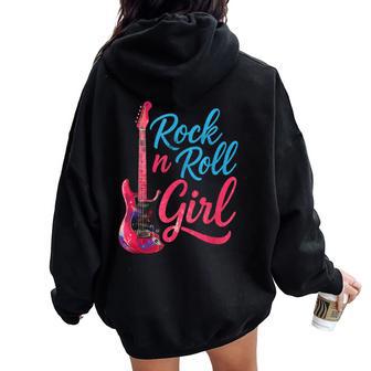 Rock'n Roll Girl Band Guitar Music Lover Girls & Women Women Oversized Hoodie Back Print | Seseable UK