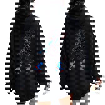 Roller Skating Afro Woman Roller Skates African American Women Oversized Hoodie Back Print | Mazezy