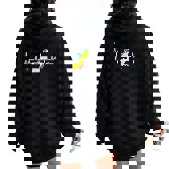 Ropa Con La Bandera De La República Del Congo De Heart Beat Cuello Women Oversized Hoodie Back Print - Regaloses