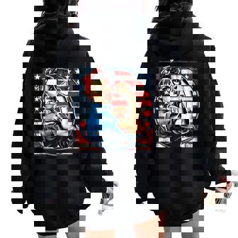 Rosie The Riveter Féministe Patriotique Drapeau Usa Pin Up Manche Longue Sweat à capuche oversize pour femme avec imprimé dans le dos - Cadeauxyz