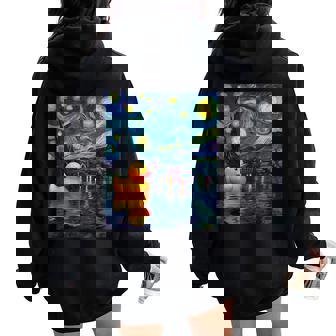 Rubber Duck Duckie Ducky Van Gogh Style Starry Night Women Oversized Hoodie Back Print | Mazezy