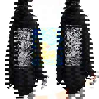 Rubber Duck Ducky Starry Night Painting Women Oversized Hoodie Back Print | Seseable CA