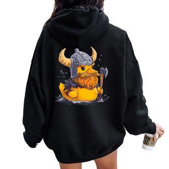 Rubber Duck Viking Duck Rubber Duckling Viking Helmet Women Oversized Hoodie Back Print - Thegiftio UK