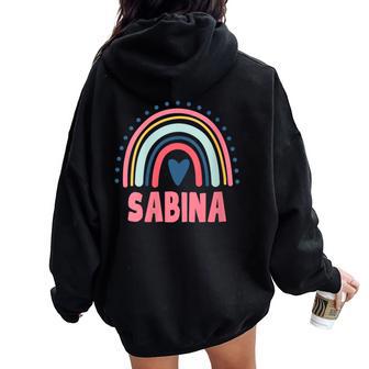 Sabina Nombre Personalizado Myth Legend Rosa Fiesta De Cumpleaños Cuello Women Oversized Hoodie Back Print - Regaloses