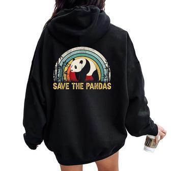 Save The Pandas Camisa Estilo Retro Panda Regalo Women Oversized Hoodie Back Print - Regaloses