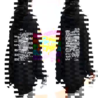 School Bus Driver Groovy Retro Back To School Women Oversized Hoodie Back Print | Mazezy