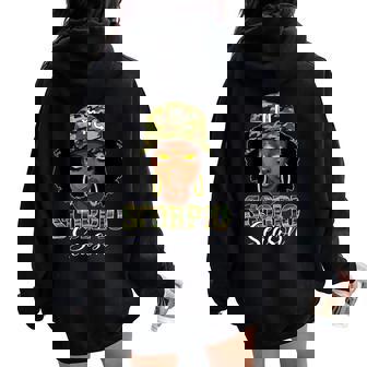 Scorpio Season Black Woman With Camo Hat Birthday Girls Women Oversized Hoodie Back Print | Mazezy