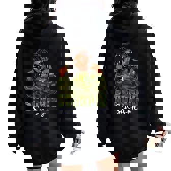 Scorpio Season Loc'd Black Woman Camo Zodiac Sign Women Oversized Hoodie Back Print | Seseable CA