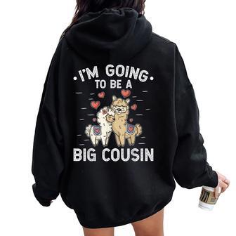 Seré Un Primo Grande Bebé Anuncio Llama Women Oversized Hoodie Back Print - Regaloses