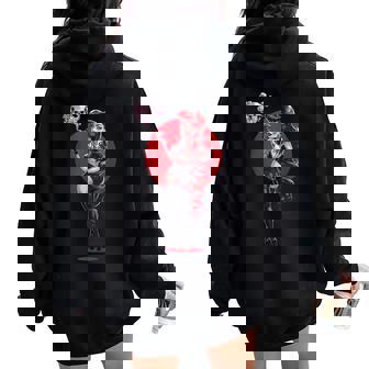 Sexy Horror Pinup Goth Girl With Skull Psychobilly Punk Art Women Oversized Hoodie Back Print | Mazezy