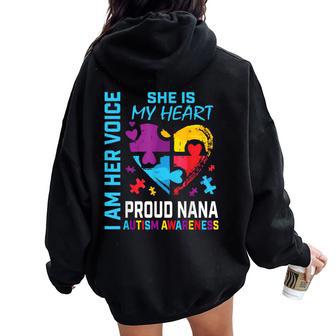 She Is My Heart Autism Awareness Granddaughter Proud Nana Women Oversized Hoodie Back Print - Thegiftio UK