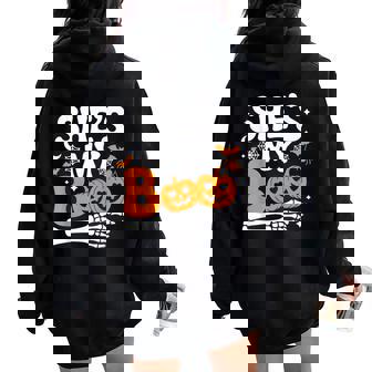 She's My Boo Pumpkin Matching Couple Halloween Women Women Oversized Hoodie Back Print | Mazezy