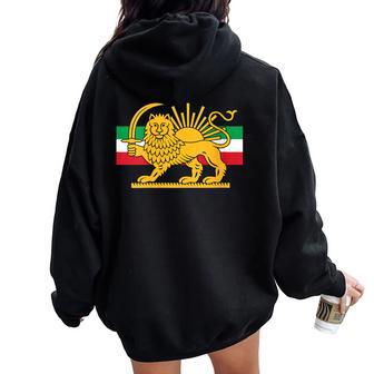 Shir O Khorshid Lion And Sun Iran Persia Women Oversized Hoodie Back Print | Mazezy