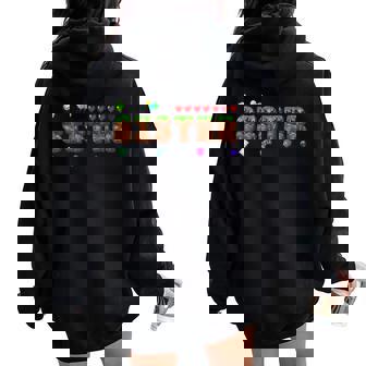Sister Of The Birthday Boy Pixel Game Party Matching Family Women Oversized Hoodie Back Print | Seseable CA