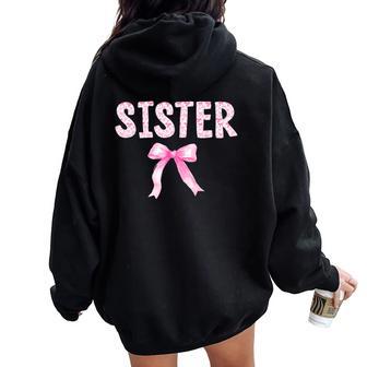 Sister Birthday Squad Matching Coquette Bow Family Party Women Oversized Hoodie Back Print - Thegiftio UK