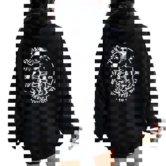 Skeleton Coffee Cheer Dad Surviving Comp Weekend Fathers Day Women Oversized Hoodie Back Print - Thegiftio