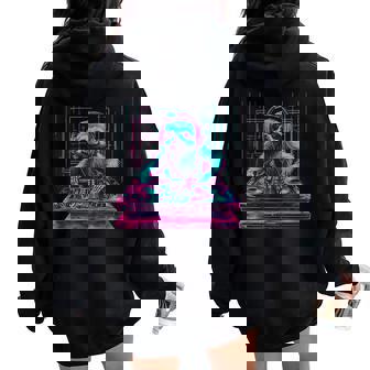 Sloth Dj House Techno Edm Music Producer Turntable Dj Sloth Women Oversized Hoodie Back Print - Thegiftio