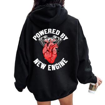 Sobreviviente De Trasplante De Corazón Divertido Desarrollado Por Un Nuevo Motor Women Oversized Hoodie Back Print - Regaloses