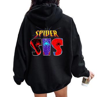 Spider Sis Sister Family Birthday Spider Halloween Costumes Women Oversized Hoodie Back Print - Thegiftio