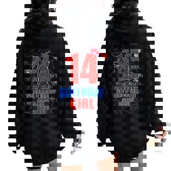 Spider Web Fourn 14 Years Old It's My 14Th Birthday Girl Women Oversized Hoodie Back Print - Thegiftio