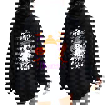 Spooky Para Crew Ghost Halloween Paraprofessional Teacher Women Oversized Hoodie Back Print - Seseable