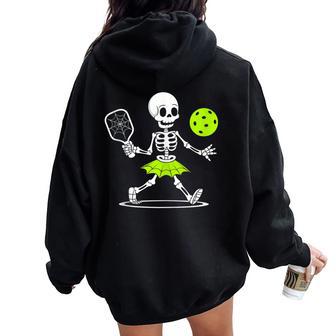 Spooky Pickleball Halloween Skeleton Women Women Oversized Hoodie Back Print - Thegiftio UK
