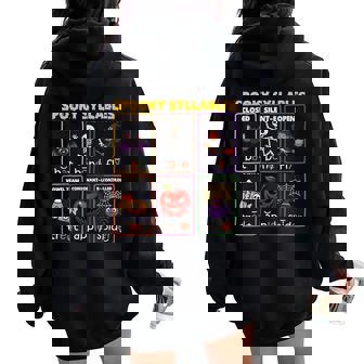 Spooky Syllables Halloween Reading Teacher Women Oversized Hoodie Back Print | Seseable UK