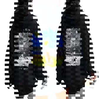 Starry Night Impressionist Dog Art Beagle Men Women Kids Women Oversized Hoodie Back Print | Mazezy