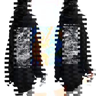 Starry Night Sloth Women Oversized Hoodie Back Print - Thegiftio