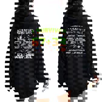 I Survived 100 Days Of School 6733 Game Student Teacher Women Oversized Hoodie Back Print | Seseable FR