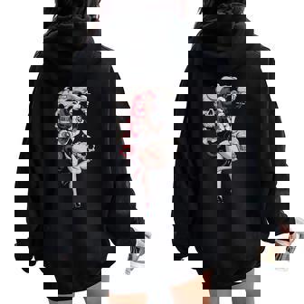 Tattoo Goth Pin-Up Girl With Skull Vintage Horror Rockabilly Women Oversized Hoodie Back Print | Seseable CA